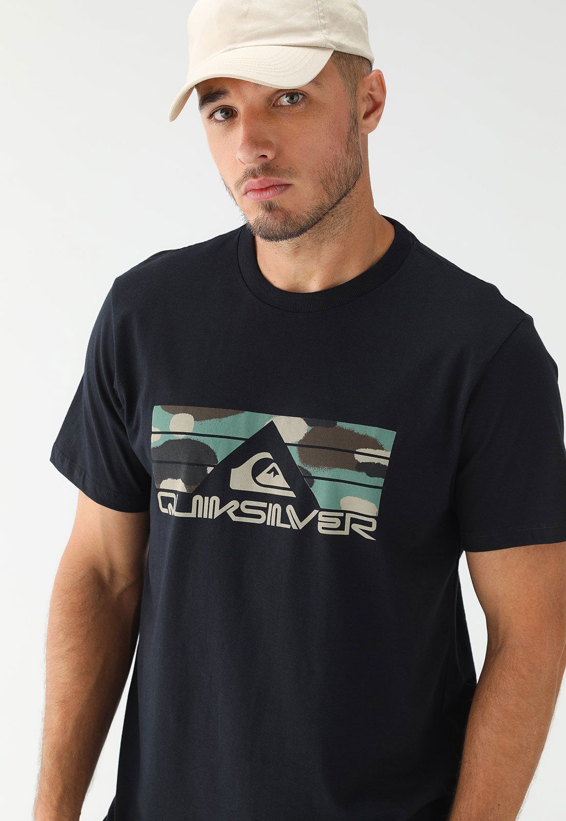 Camiseta Quiksilver Reta Logo Preta