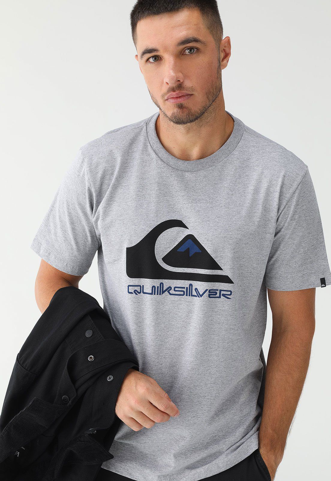 Camiseta Quiksilver Reta Logo Cinza